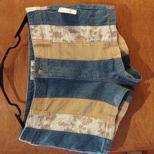 Free People Blue and Tan Jean Shorts